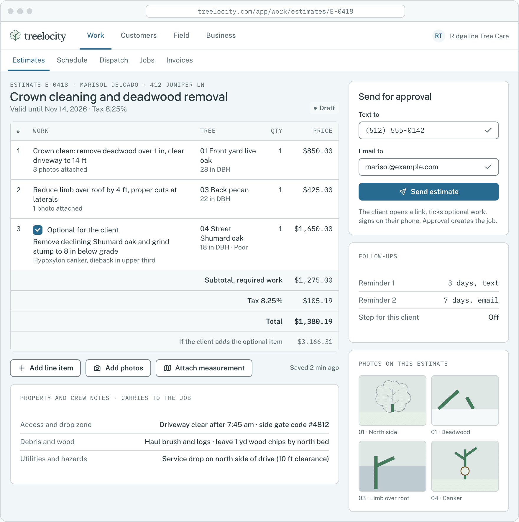 New estimate created for an imported client.