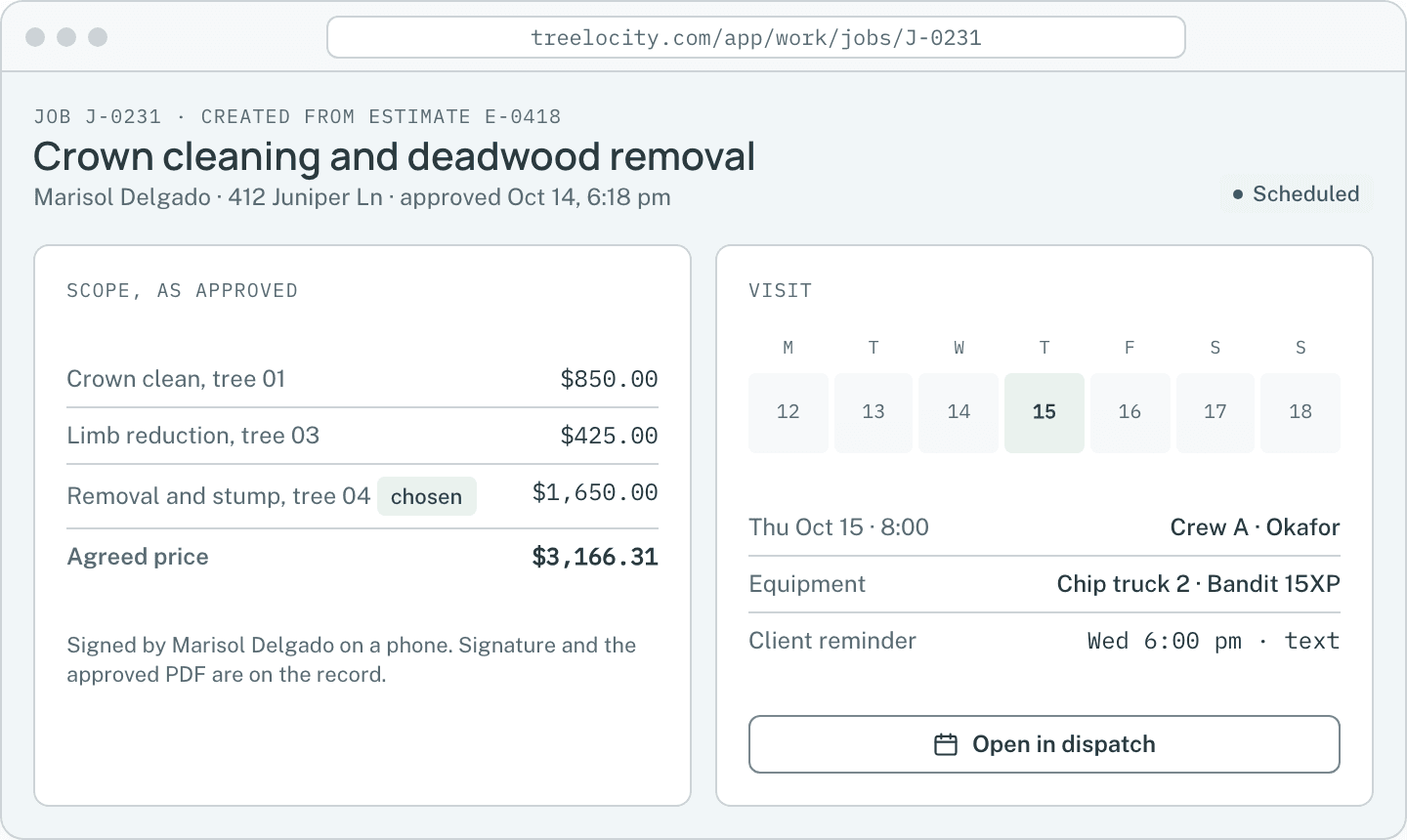 Job created automatically from an approved estimate.